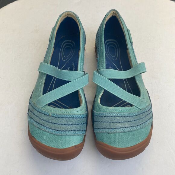 Keen Mary Jane Hiking Shoes Womens Size US6.5/37 Blue Green Walking Boho Hippie - Picture 2 of 16